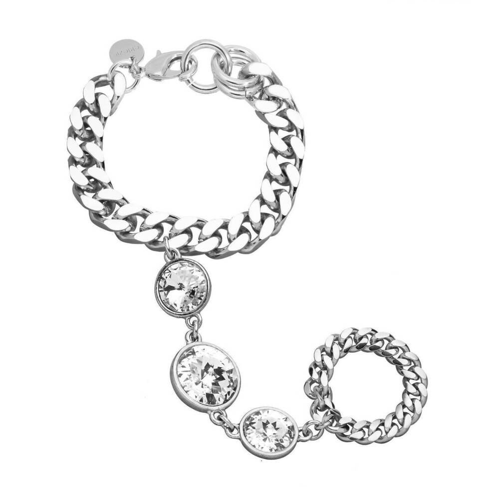 NEW EKLEXIC women's santiago hand chain in silver